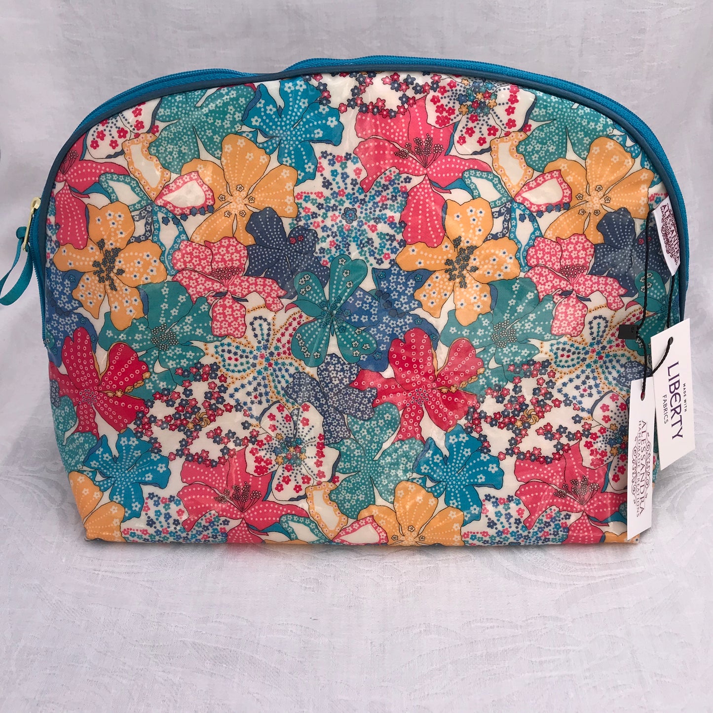 Liberty Large Round Top Wash Bag Mauvey - Alessandra Handmade Creations