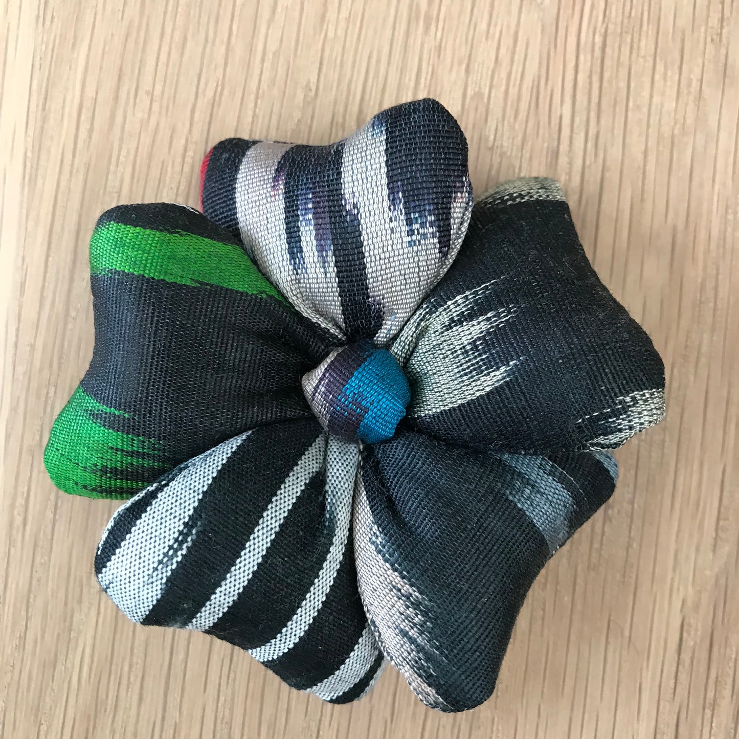 Flower Brooch - Handwoven Uzbek Fabrics - small - Alessandra Handmade Creations