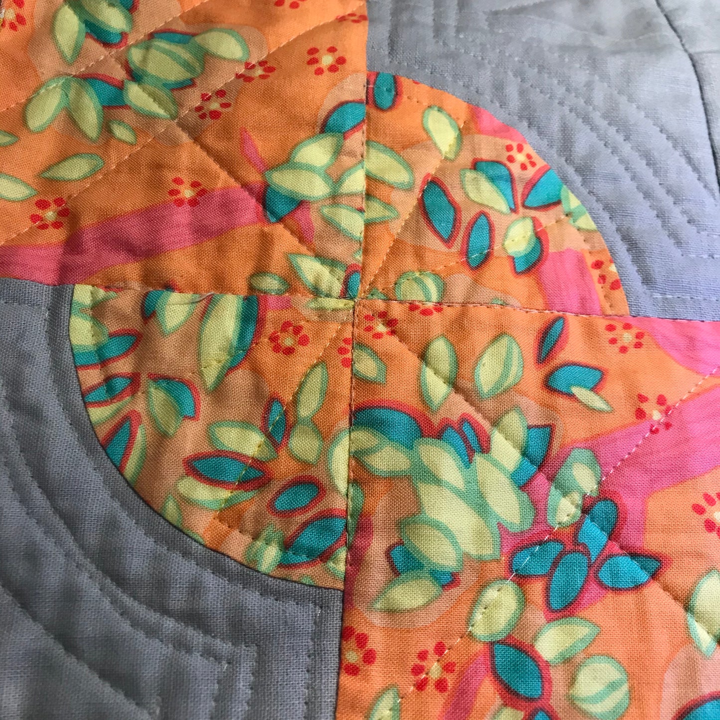 The Orange "Drunkard Path" Wall Hanging Quilt - Alessandra Handmade Creations