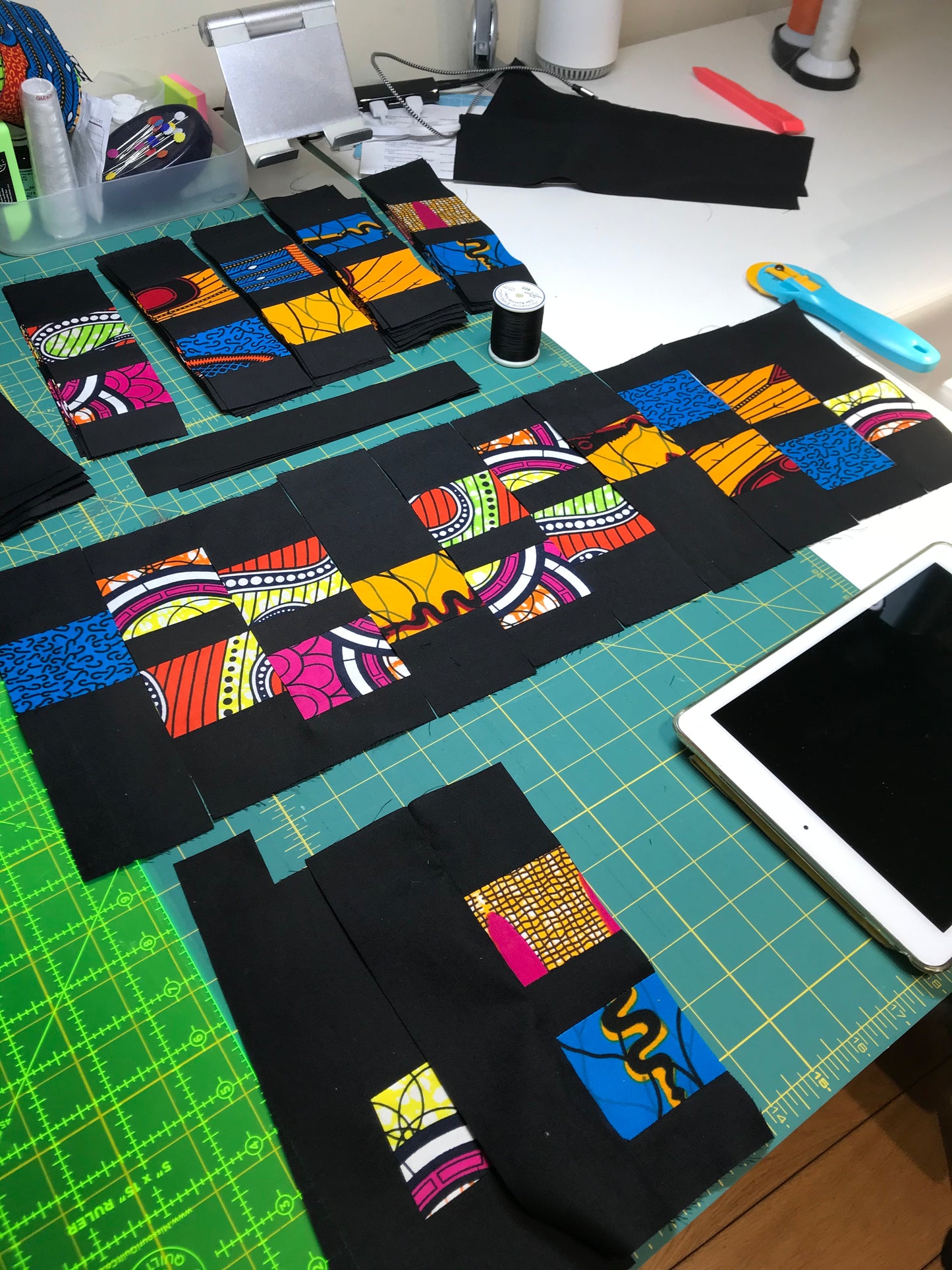 "African Floating Tiles" Patchwork Quilt