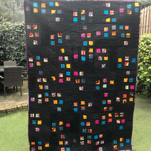 "African Floating Tiles" Patchwork Quilt