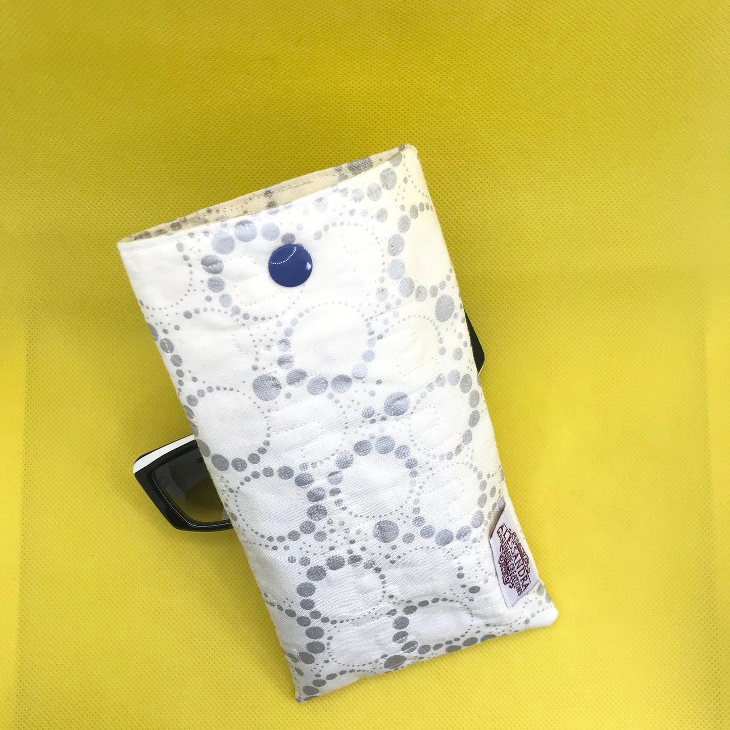 Fabric Sunglasses Quilted Pouch - Moonlight Silver Orbits