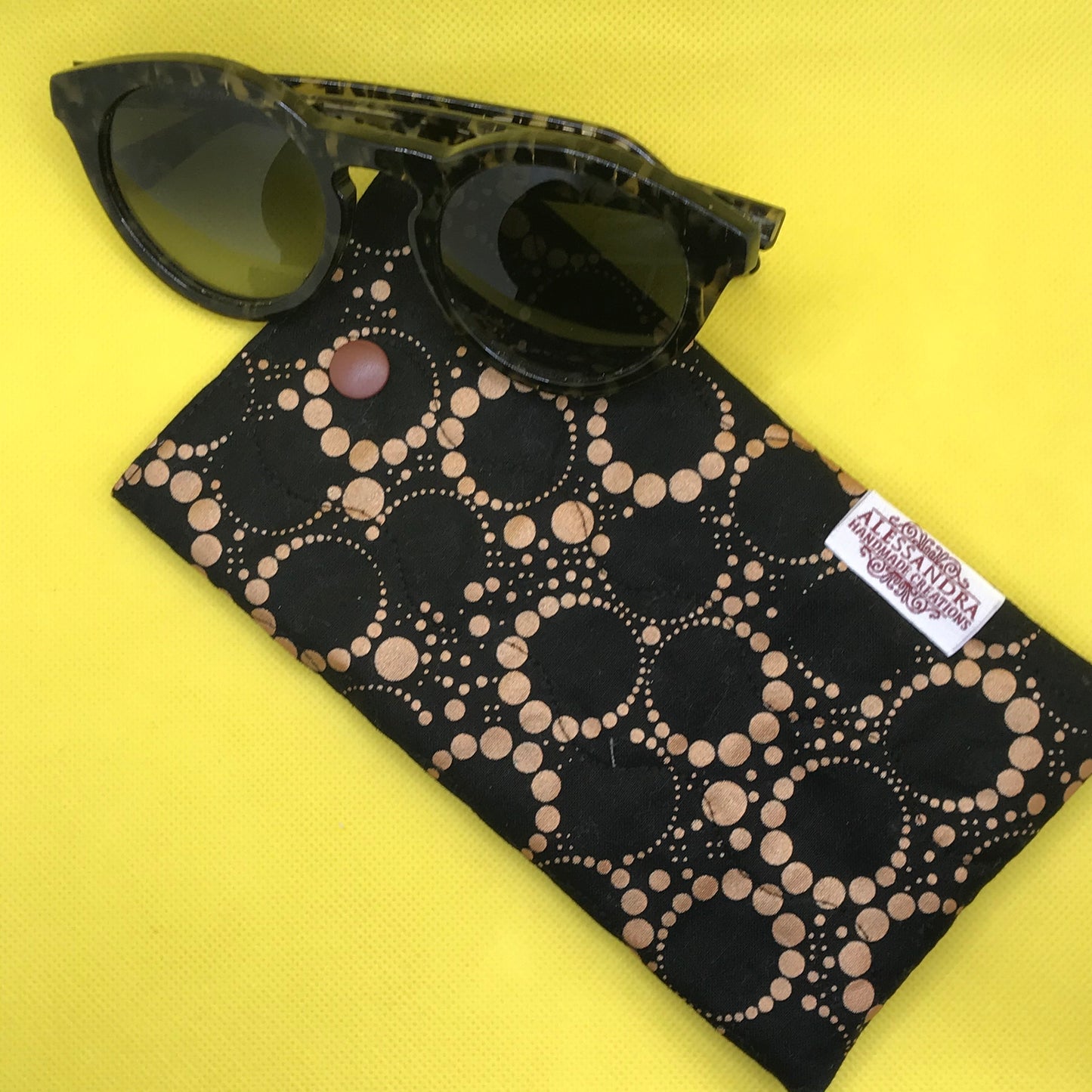 Fabric Sunglasses Quilted Pouch - Midnight Copper Orbits