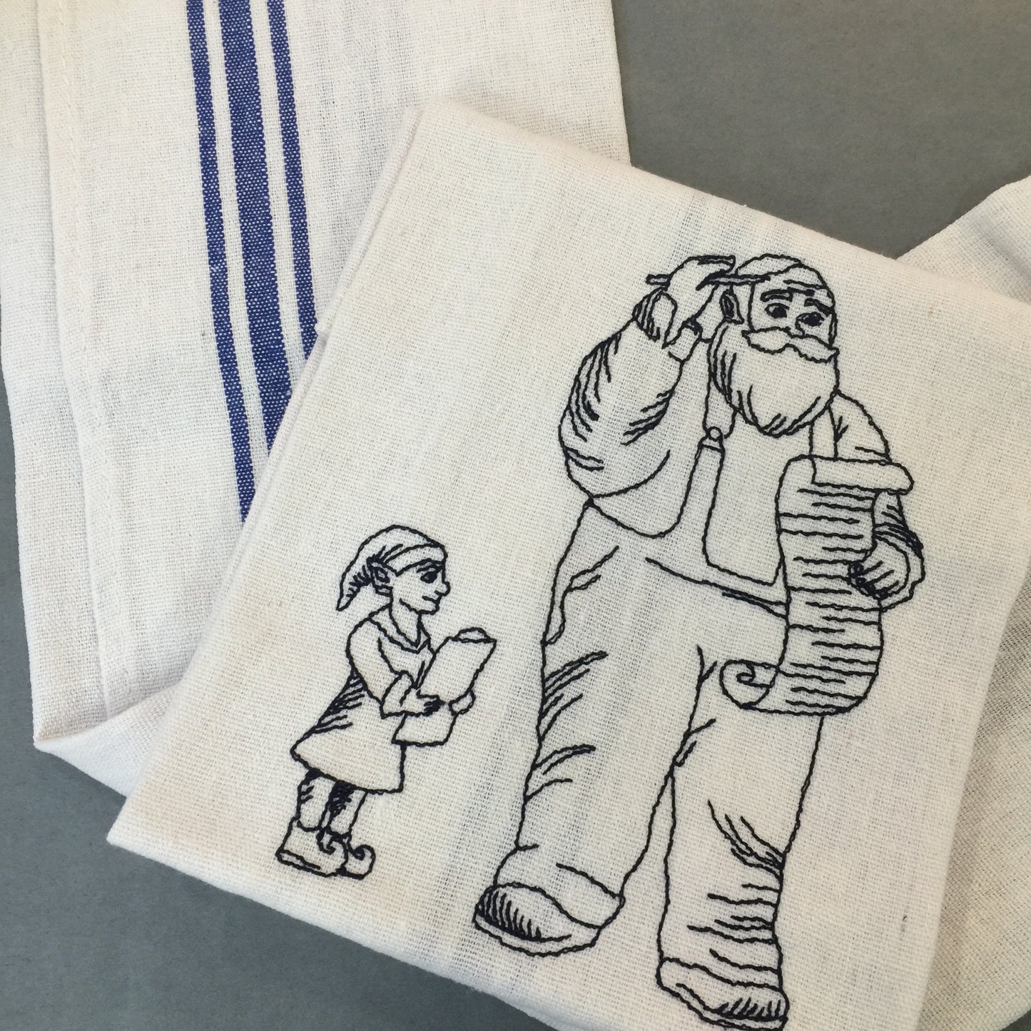 Blue Santa TeaTowels Sets - Alessandra Handmade Creations