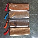 Metallic Leather Pencil Case with Tassel - Alessandra Handmade Creations