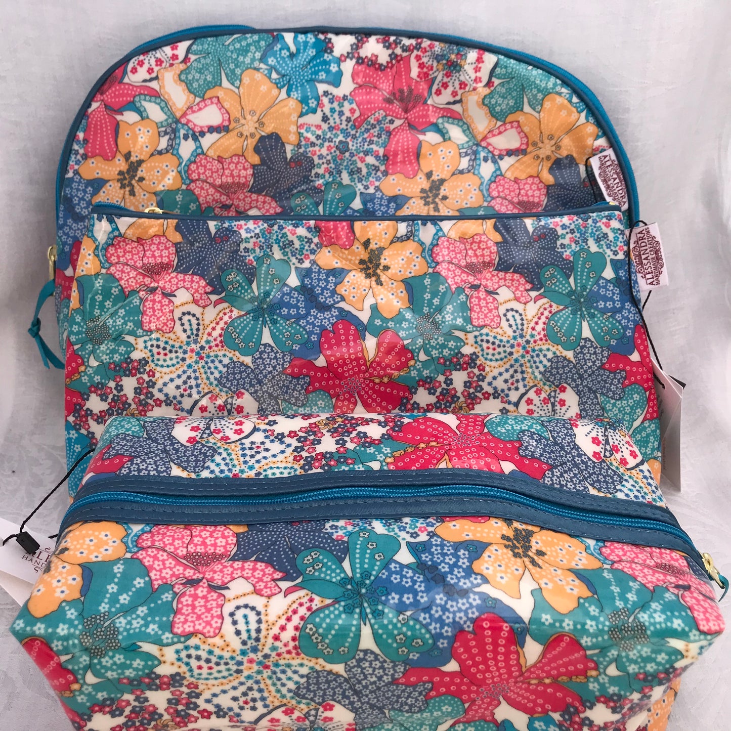 Liberty Large Round Top Wash Bag Mauvey - Alessandra Handmade Creations