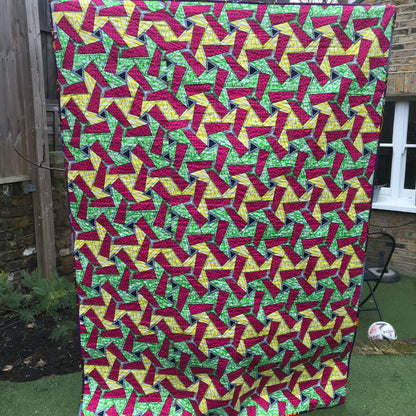 "African Floating Tiles" Patchwork Quilt