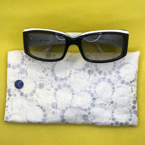 Fabric Sunglasses Quilted Pouch - Moonlight Silver Orbits