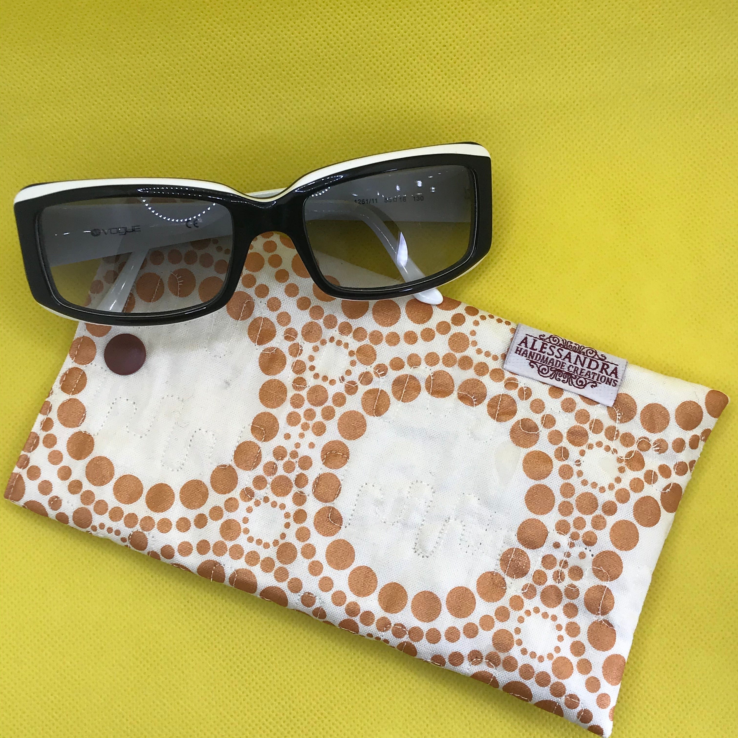 Fabric Sunglasses Quilted Pouch - Moonlight Copper Orbits