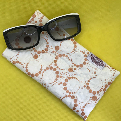 Quilted Fabric Sunglasses Pouch - Moonlight Copper Orbits
