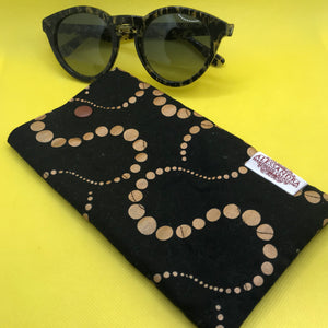 Fabric Sunglasses Quilted Pouch - Midnight Copper Orbits