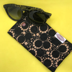 Fabric Sunglasses Quilted Pouch - Midnight Copper Orbits
