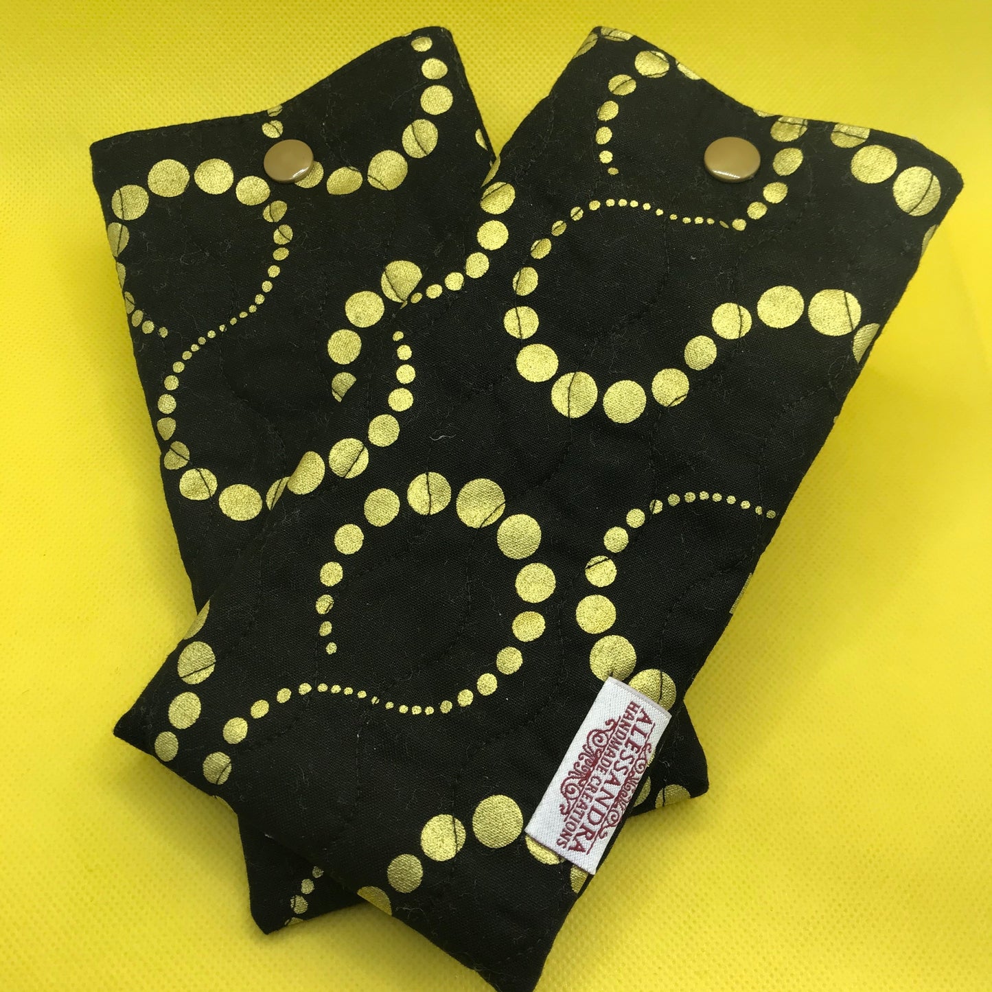 Sunglasses Quilted Fabric Pouch - Midnight Gold Orbits
