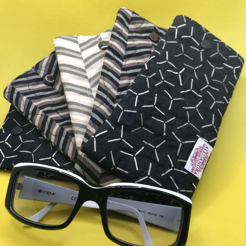 Fabric Sunglasses Quilted Pouch - Chevrons & WindMills