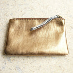 Metallic Leather Purse with Liberty fabric pull - Alessandra Handmade Creations